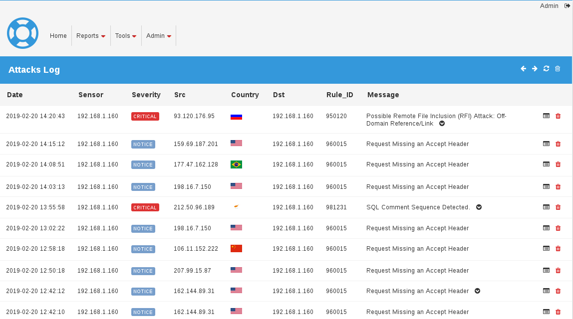 Attacks Log