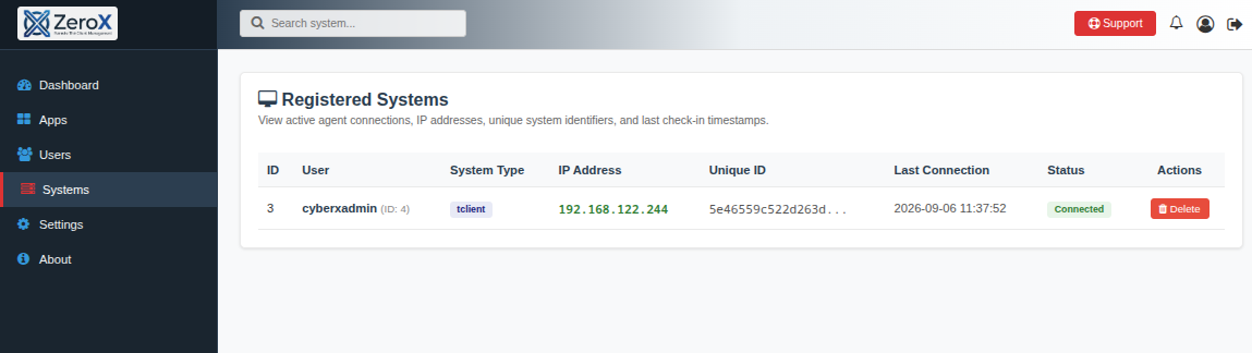 ZeroX Registered Systems List